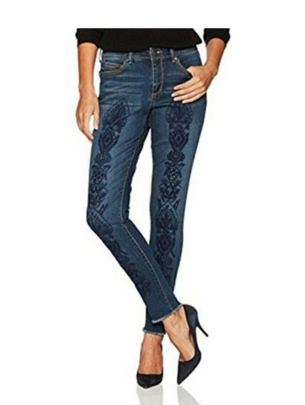 Bandolino, Embroidered Skinny Jeans - Picture 3 of 6